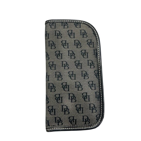 Dooney & Bourke Vintage Wristlet & Eyeglasses Case Black Logo Leather Trim